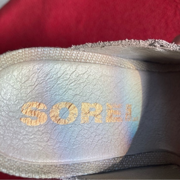 SOREL Sz 7.5 Joanie II Slip On Suede Nubuck Slide Wedges in Dove Colourway Shoes - Picture 4 of 10